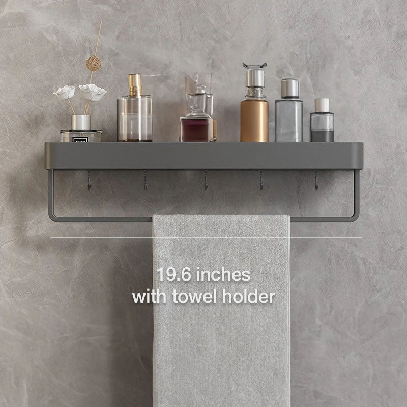 Badkamer plank aluminium zelfklevend 30cm grijs zwevend rek douche wandplank met handdoekhouder organizer badkamer