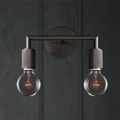 Minimalistische Wandlamp met Vierkante Arm – Metalen Sconce voor Binnen in Zwart, Messing of Chroom | 1 of 2 Lichtpunten | Bare Bulb Industrieel Design | E26/E27 Fitting