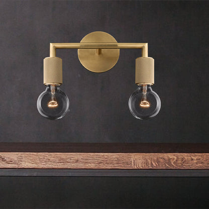 Minimalistische Wandlamp met Vierkante Arm – Metalen Sconce voor Binnen in Zwart, Messing of Chroom | 1 of 2 Lichtpunten | Bare Bulb Industrieel Design | E26/E27 Fitting