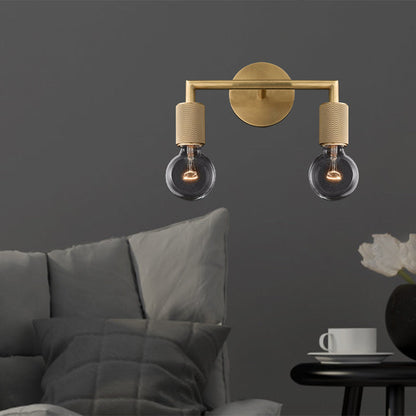 Minimalistische Wandlamp met Vierkante Arm – Metalen Sconce voor Binnen in Zwart, Messing of Chroom | 1 of 2 Lichtpunten | Bare Bulb Industrieel Design | E26/E27 Fitting