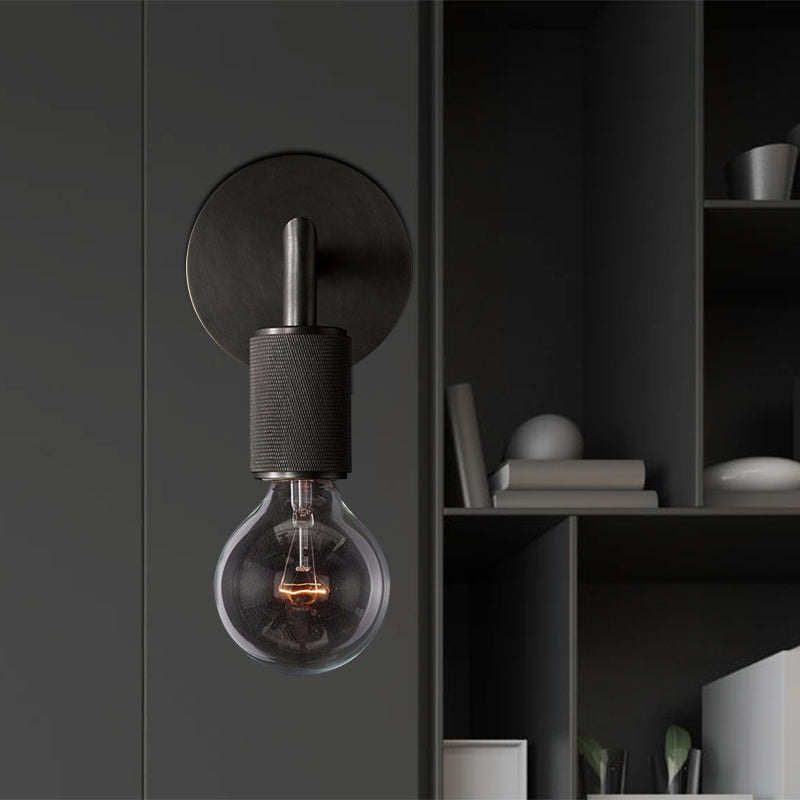 Minimalistische Wandlamp met Vierkante Arm – Metalen Sconce voor Binnen in Zwart, Messing of Chroom | 1 of 2 Lichtpunten | Bare Bulb Industrieel Design | E26/E27 Fitting