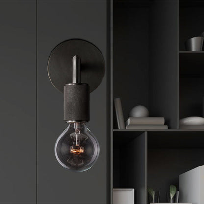 Minimalistische Wandlamp met Vierkante Arm – Metalen Sconce voor Binnen in Zwart, Messing of Chroom | 1 of 2 Lichtpunten | Bare Bulb Industrieel Design | E26/E27 Fitting