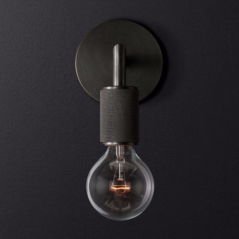 Minimalistische Wandlamp met Vierkante Arm – Metalen Sconce voor Binnen in Zwart, Messing of Chroom | 1 of 2 Lichtpunten | Bare Bulb Industrieel Design | E26/E27 Fitting