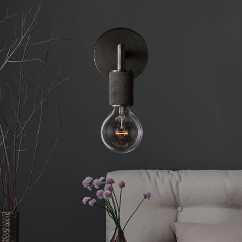 Minimalistische Wandlamp met Vierkante Arm – Metalen Sconce voor Binnen in Zwart, Messing of Chroom | 1 of 2 Lichtpunten | Bare Bulb Industrieel Design | E26/E27 Fitting