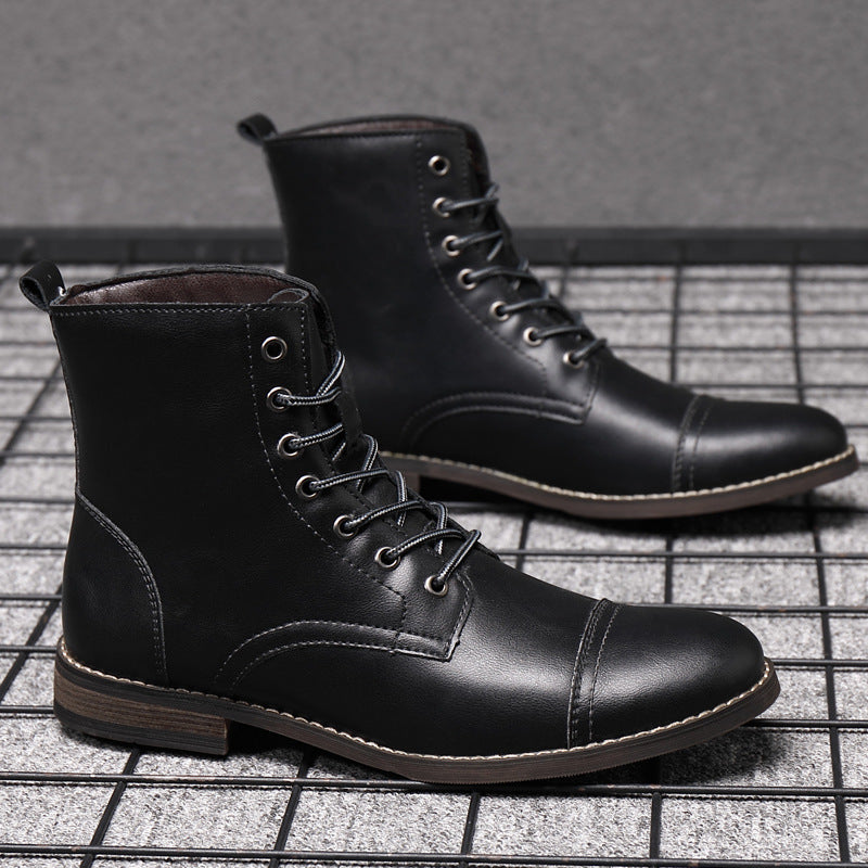 Heren Leren Boots met Vetersluiting Klassieke Stijl