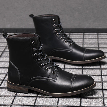 Heren Leren Boots met Vetersluiting Klassieke Stijl