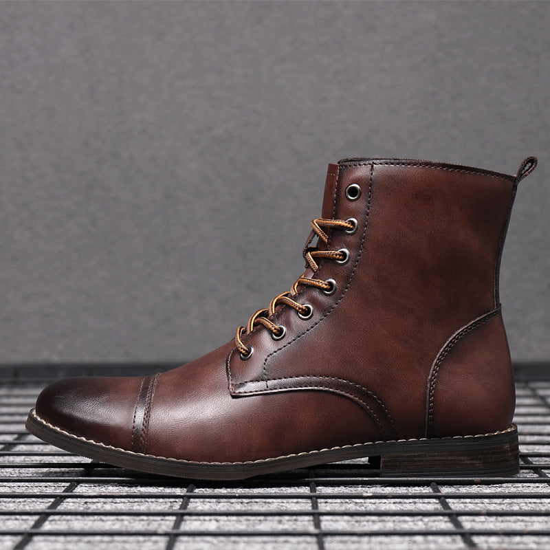 Heren Leren Boots met Vetersluiting Klassieke Stijl