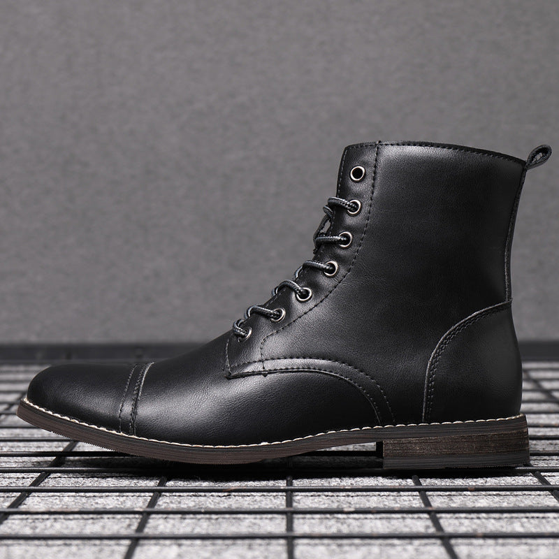 Heren Leren Boots met Vetersluiting Klassieke Stijl