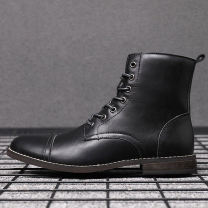 Heren Leren Boots met Vetersluiting Klassieke Stijl