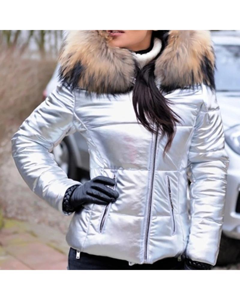 Dames Winterjas Kort Gewatteerd met Bontkraag Luxe Uiterlijk