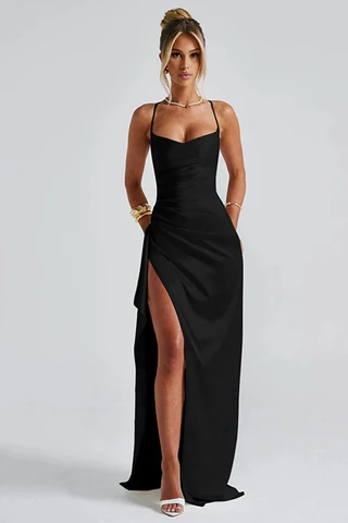 Maxi Jurk Spaghettibandjes Diepe Split Zomerjurk Elegant