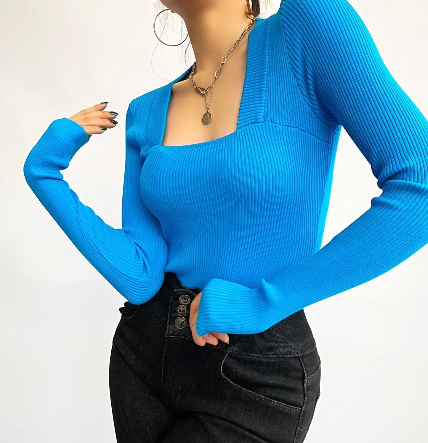 Dames Body Retro met Vierkant Halslijn en Geribde Pasvorm