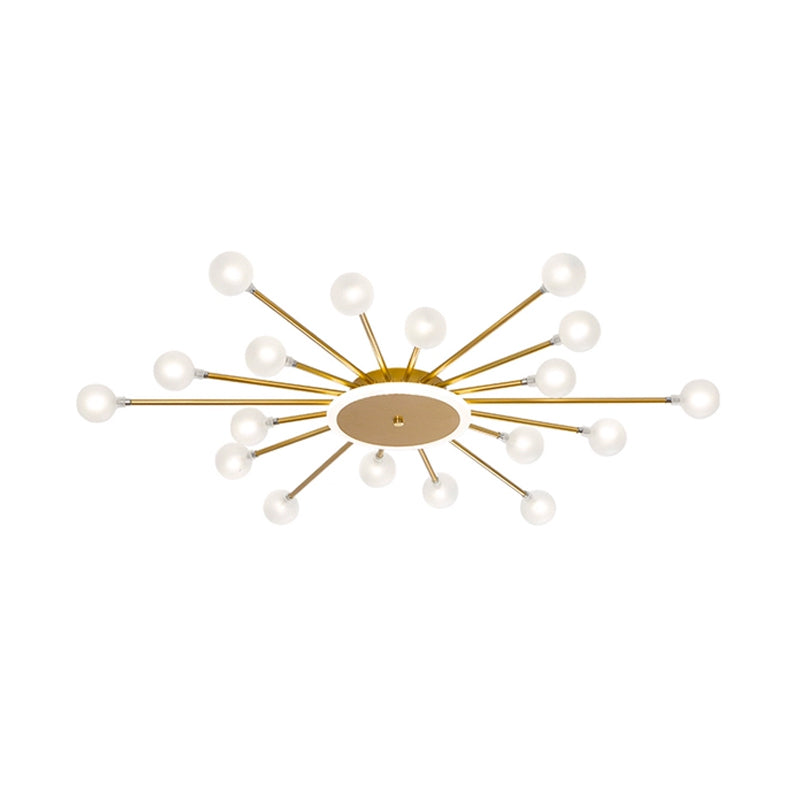 Postmoderne Plafondlamp met 18 Lichtpunten Matglas Starburst Design Zwart Goud Semi-Flush