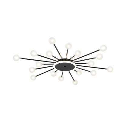 Postmoderne Plafondlamp met 18 Lichtpunten Matglas Starburst Design Zwart Goud Semi-Flush