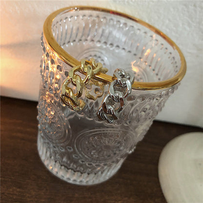 Dames Zilveren Ring met Open Schakel en Gedraaide Ketting