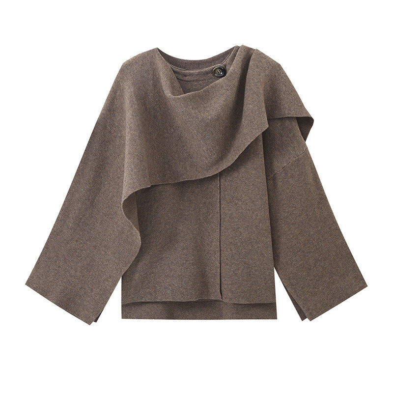 Dames Jas Cape Warm met Sjaal Asymmetrisch Model