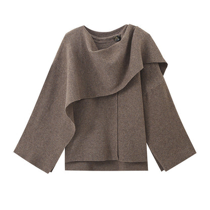 Dames Jas Cape Warm met Sjaal Asymmetrisch Model