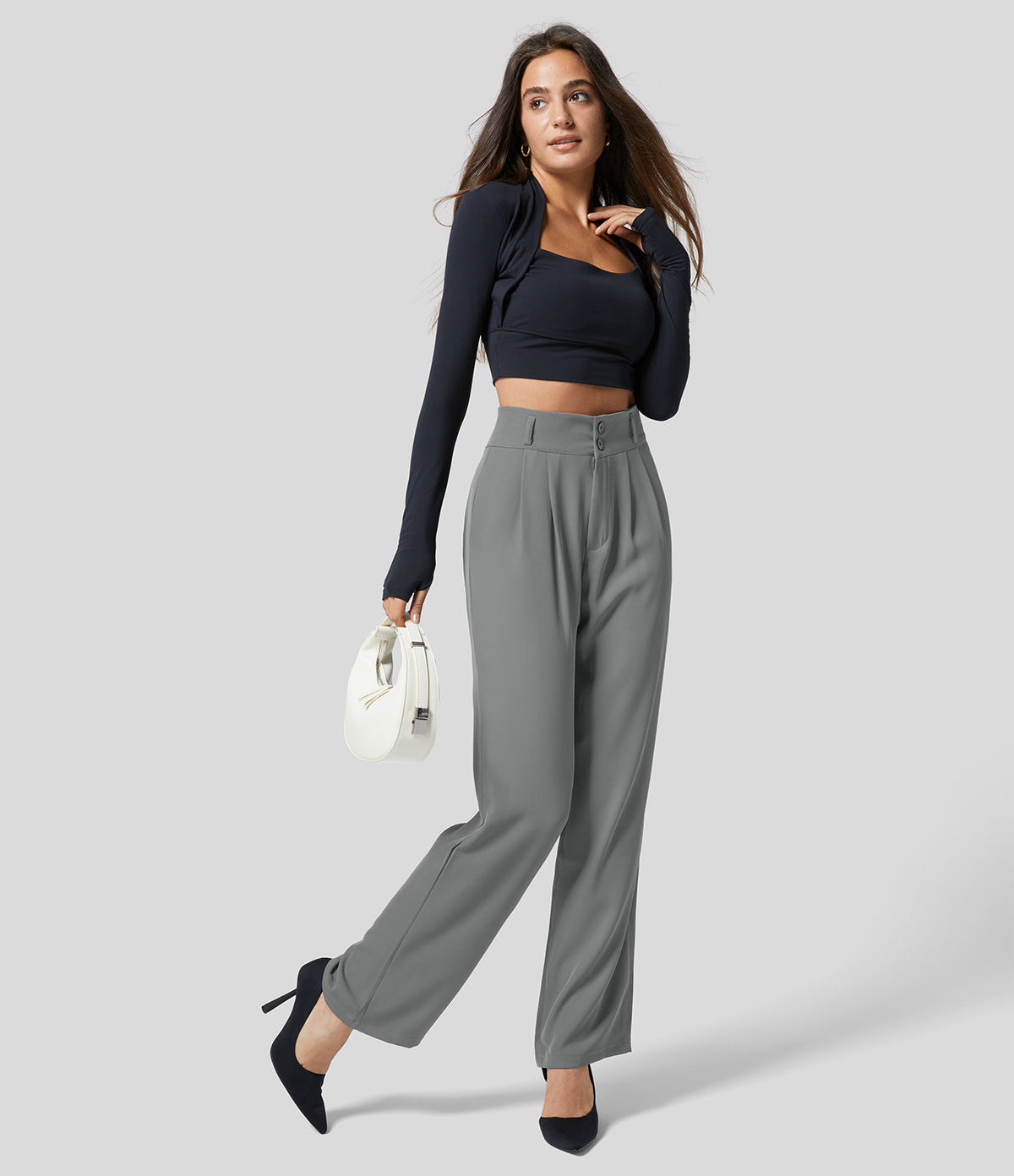 Damesbroek Hoge Taille Rechte Pijpen Comfortabele Fit