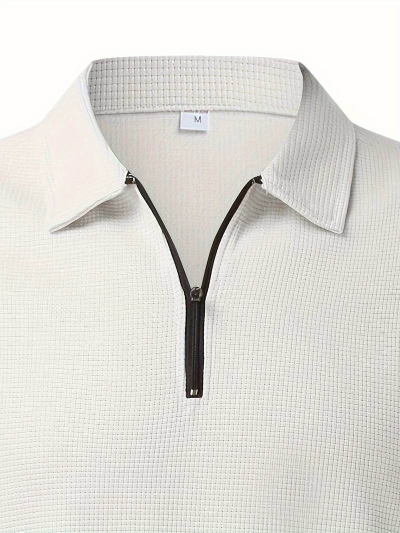 Heren Wafelshirt Lange Mouwen V-Hals Katoen