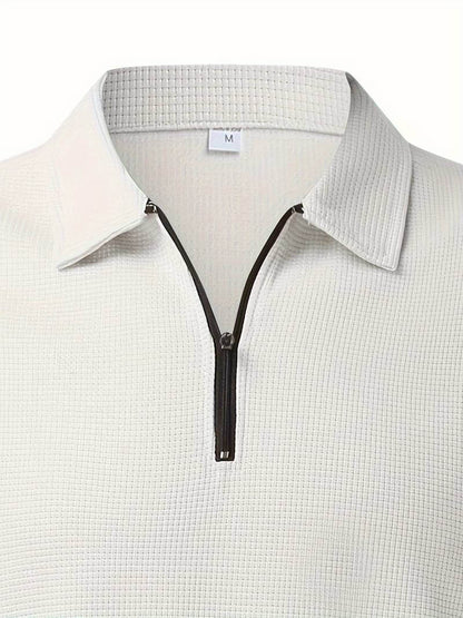 Heren Wafelshirt Lange Mouwen V-Hals Katoen