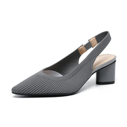 Vrouwelijke Slingback Pumps met Puntige Neus en Blokhak