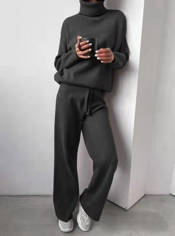 Dames Joggingset met Coltrui en Rechte Broek Comfortabel Casual