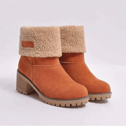 Winterlaarzen Dames met Lage Blokhak Comfortabel Antislip Warme Voering Stretch Zwart Groen Rood Elegante Laarzen