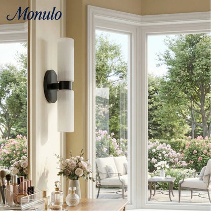 Wandlamp met dubbele geribbelde glazen buizen – hedendaagse wandverlichting voor hal en entree