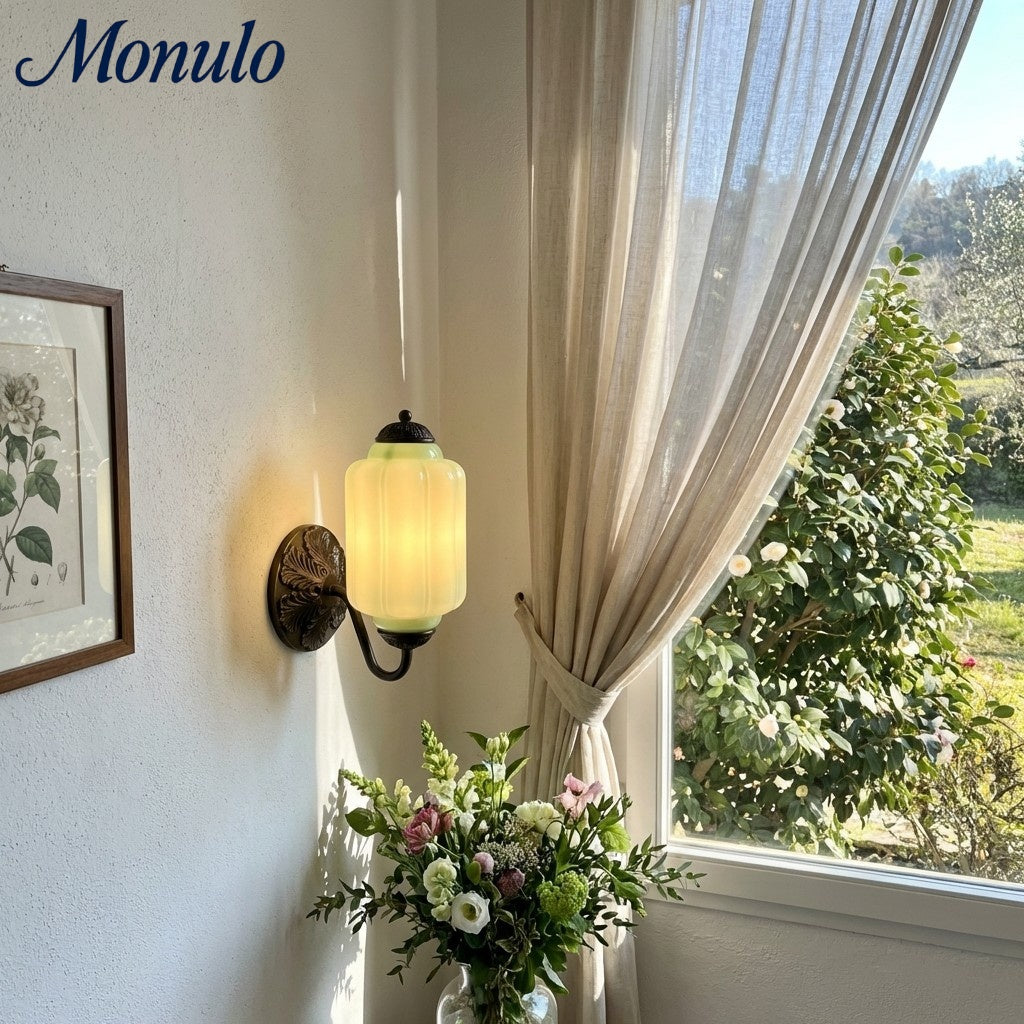 Eloise Vintage Scalloped Milk Glass Wall Sconce - Modern Accent Lighting for Bathroom and Bedroom
