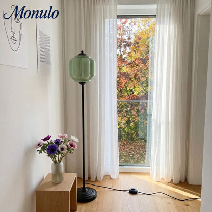 Decoratieve Glazen Pompoen Vloerlamp Retro Organische Stijl Woonkamer Staande Lamp