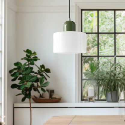 Lismeno Retro Hanglamp Glas 15cm Groen Oranje Eettafel Keuken Vintage Verlichting Compact