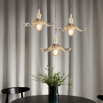 Hanglamp Glas E27 23cm Groen Messing Bloemvorm Eettafel Slaapkamer Retro Verlichting Vintage Hanglamp