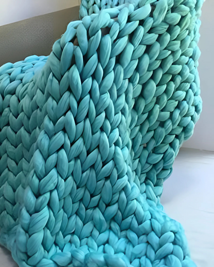 Handgebreid Chunky Plaid – Dik Gebreide Deken in Zachte Chenille voor Bank en Bed