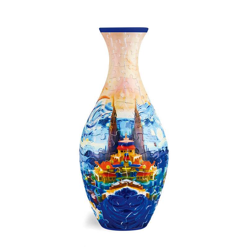 3D Puzzelvaas Zelfbouw – Creatief Decoratiestuk met 160 Puzzelstukjes – Unieke Vaas voor Bloemen – Doe-het-zelf Interieurobject – Inclusief Waterbeker en Standaard