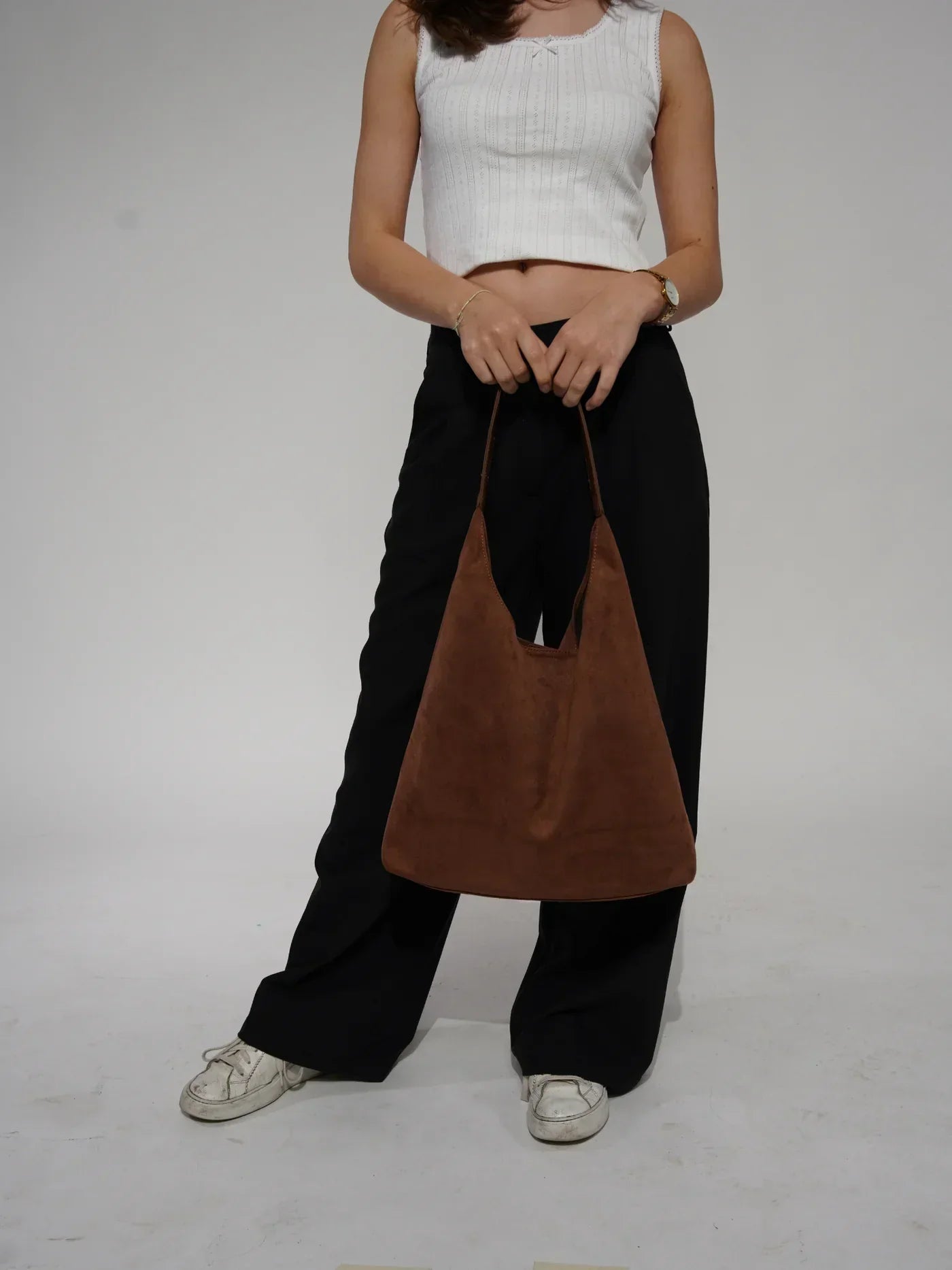 Leren Schouder tas van Zacht Suede Leer