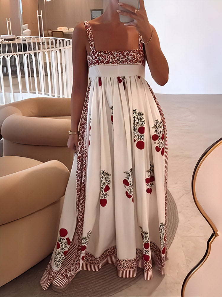 Vrouwelijke Maxi Jurk Bloemig Met Bandjes Boho Chic