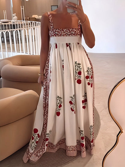 Vrouwelijke Maxi Jurk Bloemig Met Bandjes Boho Chic