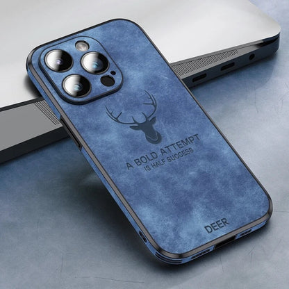 Luxe Wildleren iPhone Hoes Zwart Bruin Donkergroen Lichtblauw Beschermhoes met Shockabsorptie Camerabescherming
