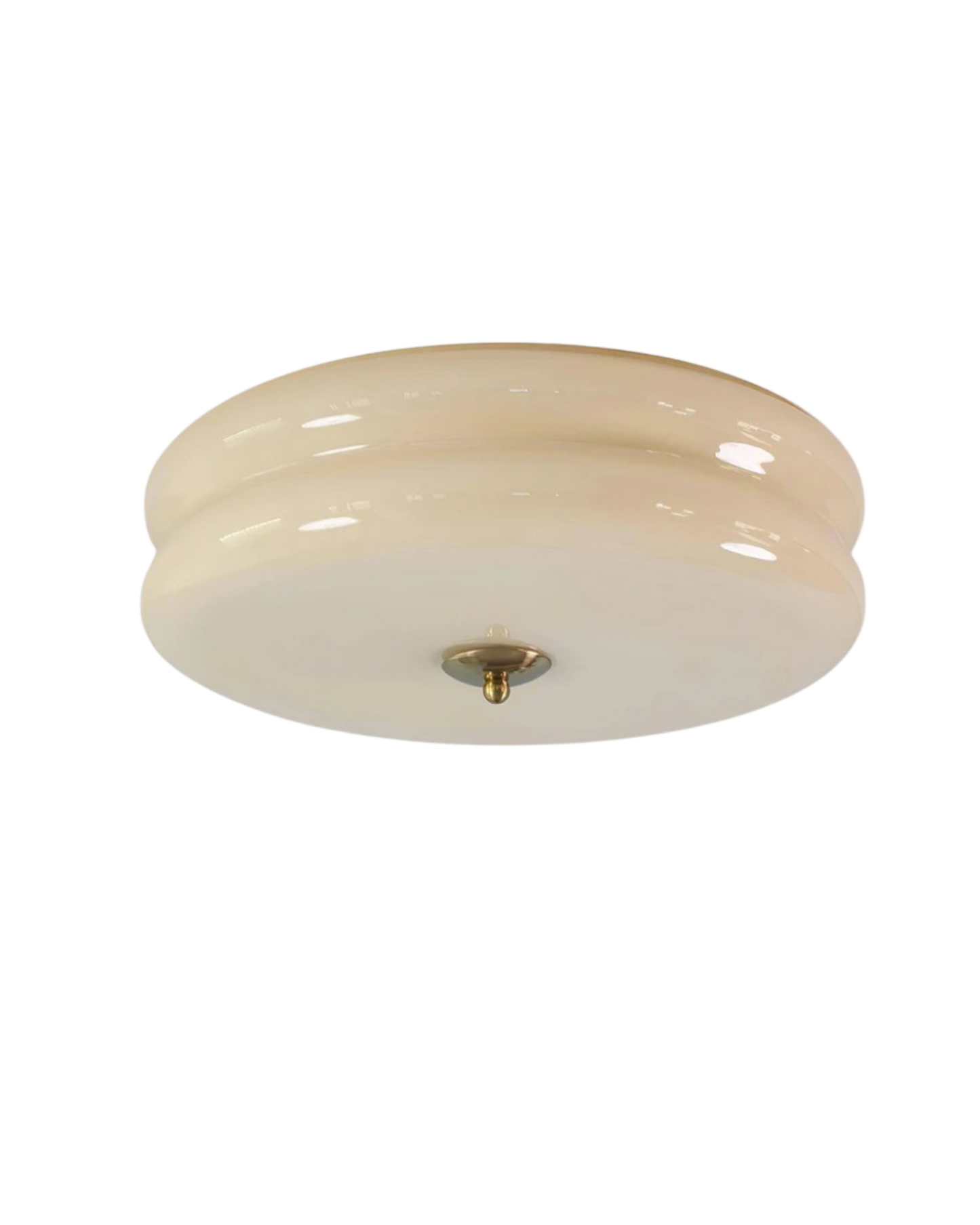 Art Deco Plafondlamp In Beige Met Chroom Accent En Warme Sfeerverlichting