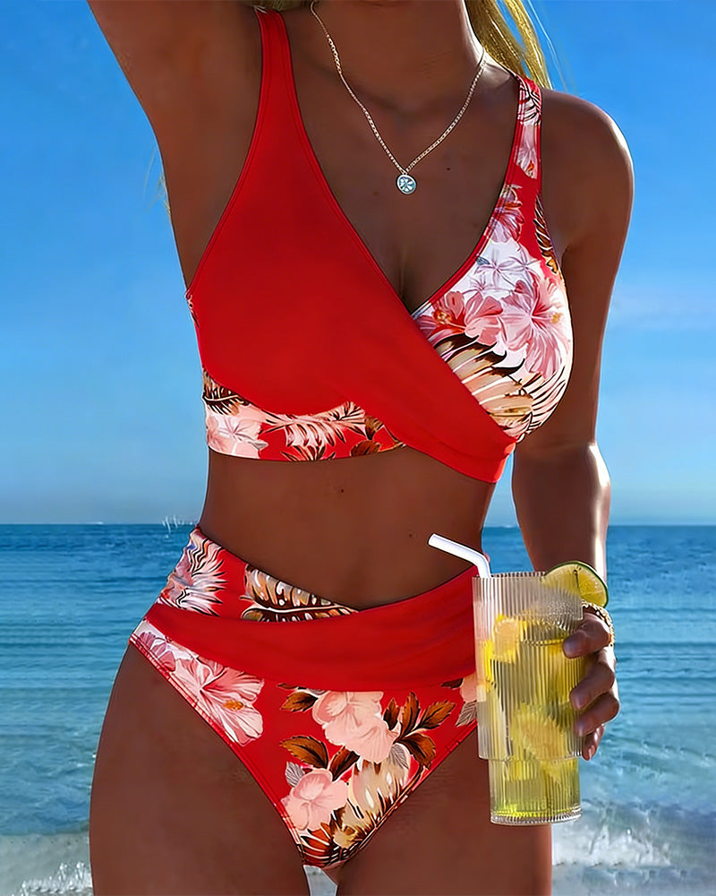 Dames Bikini Set Met Split En Bloemenpatroon