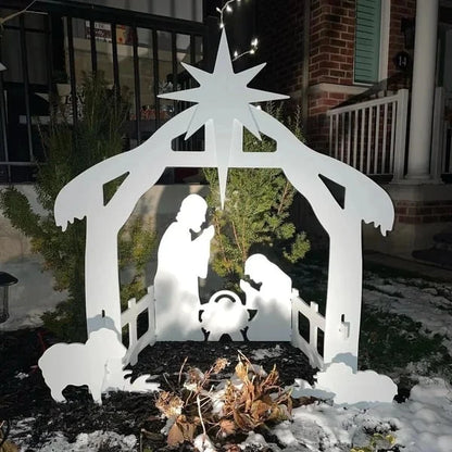Weerbestendige Kerststal voor Buiten met Figuren – Groot Formaat Geboorte van Jezus Decoratie voor Tuin en Terras
