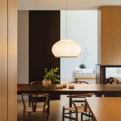 Japandi Hanglamp 3D Lycra 45 cm Beige Eettafel Woonkamer Dimbare LED Hanglamp Scandinavische Verlichting Interieur