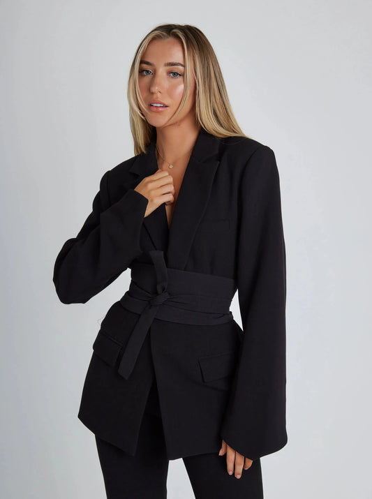 Dames Blazer Stijlvol met Riem voor Werk en Avondjurk - StudioMarella