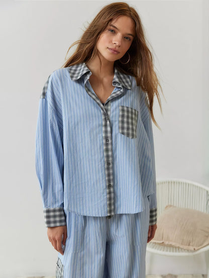 Geruite Pyjamaset Casual Losse Pasvorm