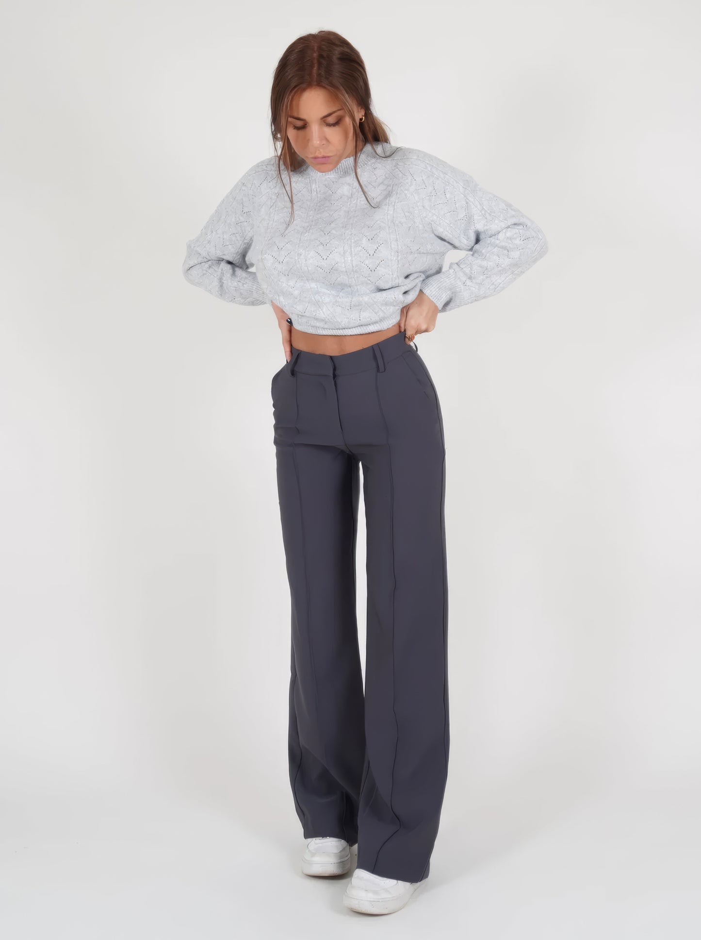 Dames High-Waist Pantalon Zwart Basic Rechte Pijpen