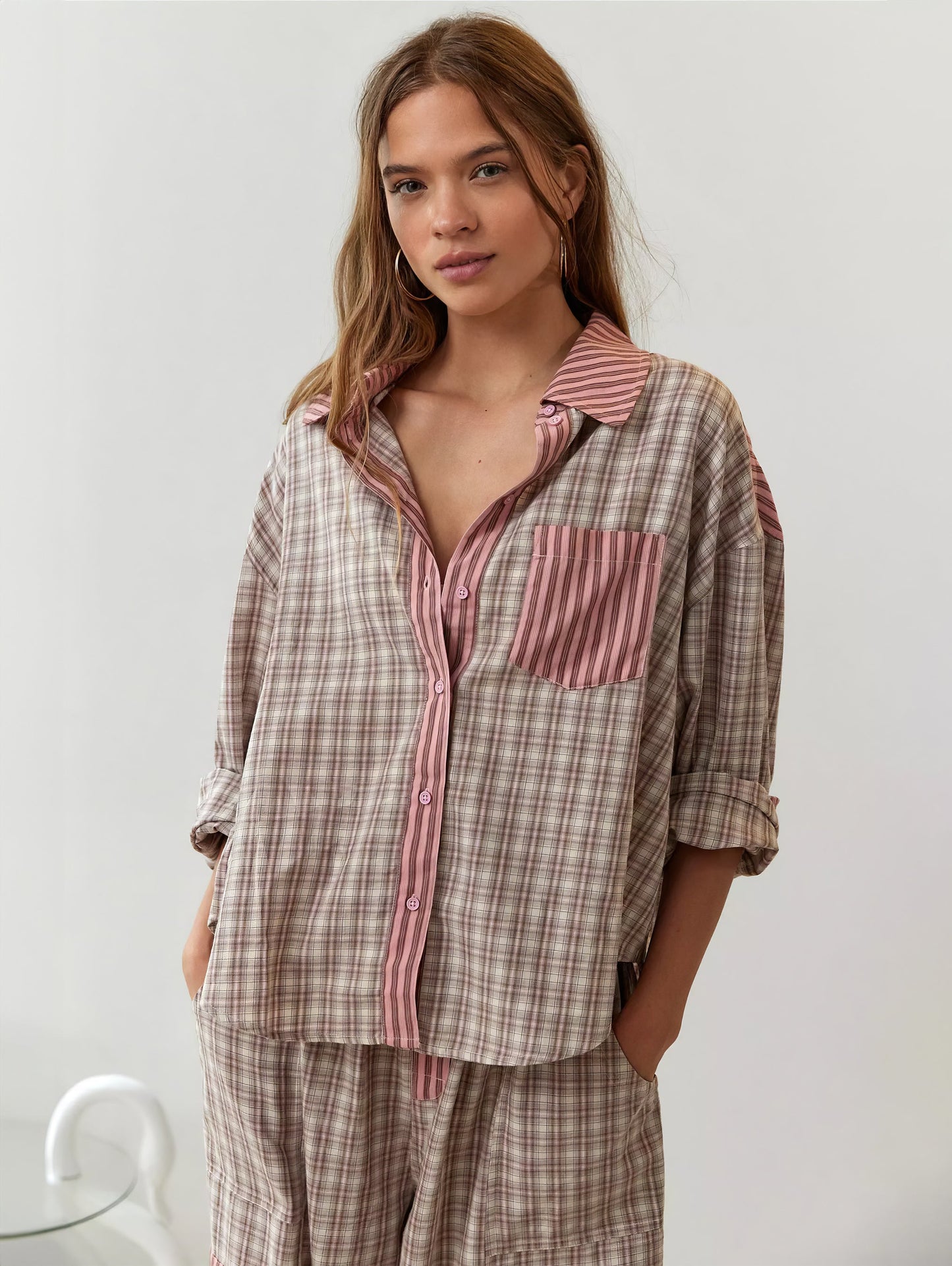 Geruite Pyjamaset Casual Losse Pasvorm