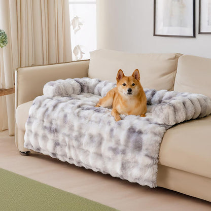 Pluche Hondenmand Sofa Beschermer Huisdiermat Antislip Bodem Wasbaar Comfort Rustplek – Grijs Koffie Tie-Dye