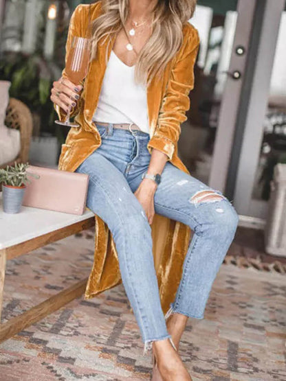 Damesvest Velvet Zacht en Elegante Lange Jas - StudioMarella