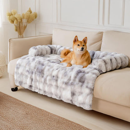 Pluche Hondenmand Sofa Beschermer Huisdiermat Antislip Bodem Wasbaar Comfort Rustplek – Grijs Koffie Tie-Dye