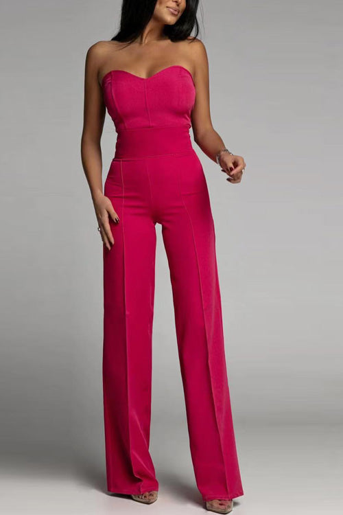 Elegante Jumpsuit Zonder Schouderbanden Minimalistisch Chic
